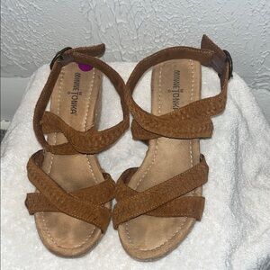 Minnetonka Brown Braided Ankle-Strap Sandals